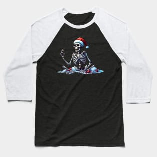 skeleton Santa Claus Baseball T-Shirt